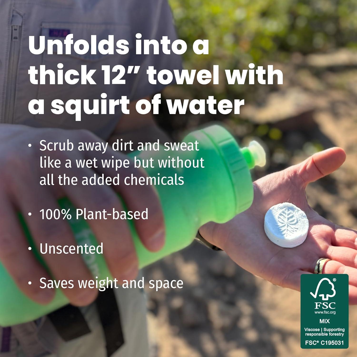 Toallitas PACT Comprimidas para Camping - 25 Unidades 30x30 cm