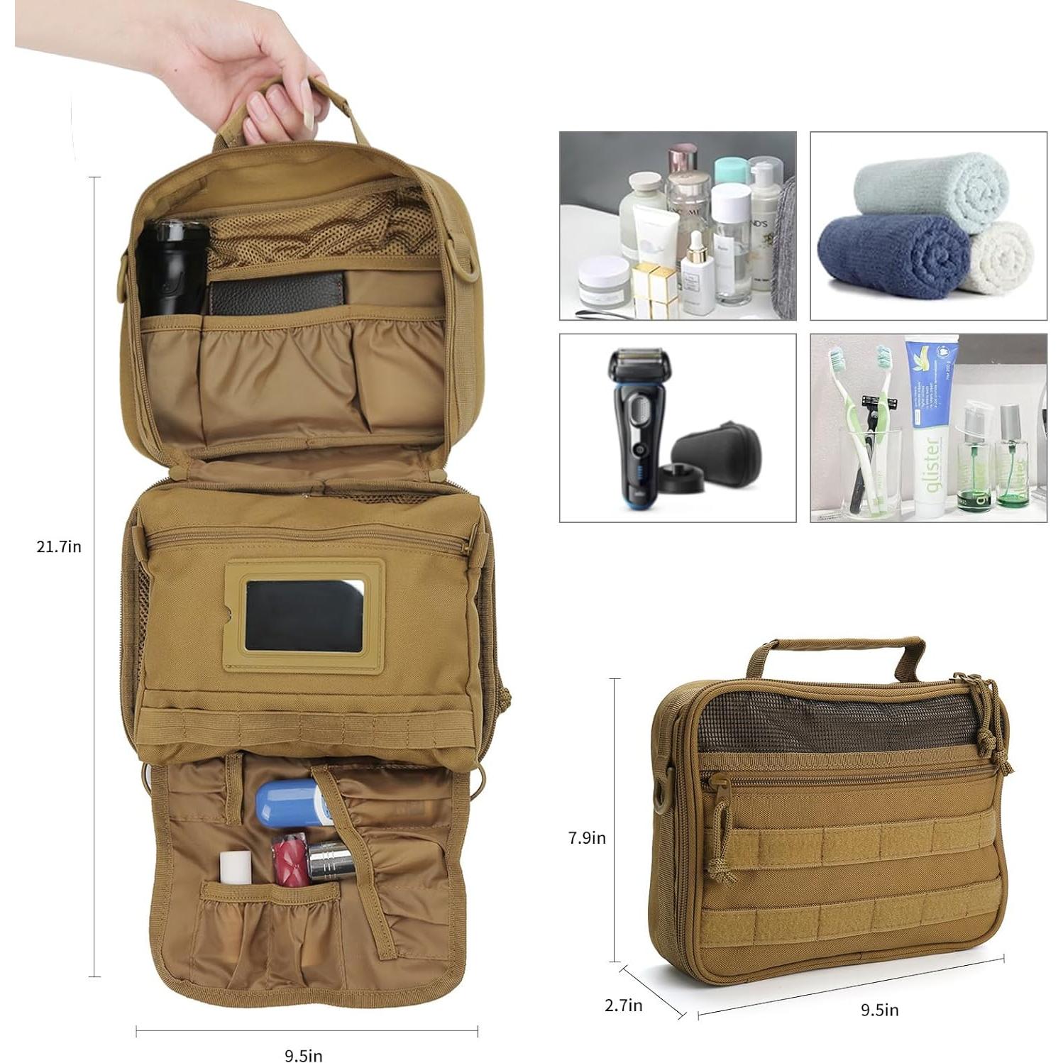 Bolsa de Aseo Táctica SUNRISING para Hombres - Caqui