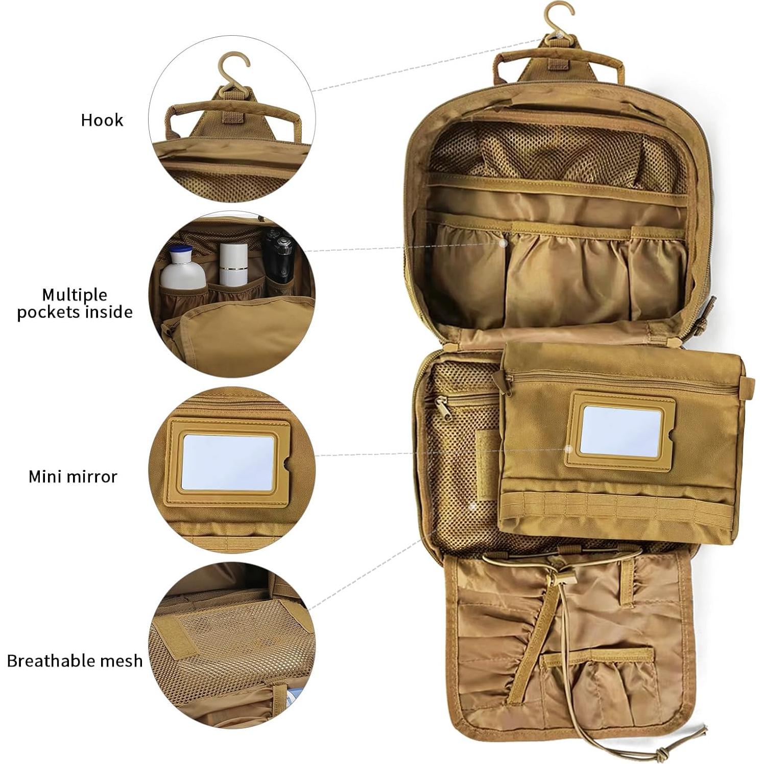 Bolsa de Aseo Táctica SUNRISING para Hombres - Caqui