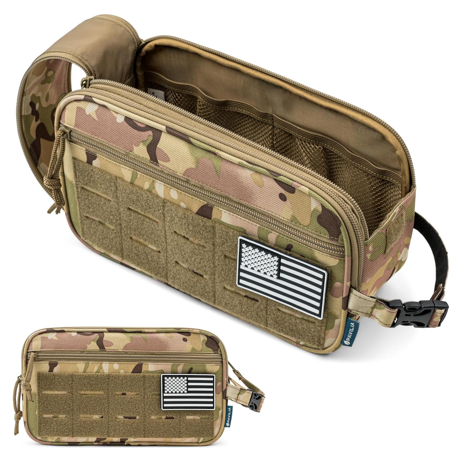 Bolsa de Aseo Táctica PAVILIA para Hombres Camo 27.9x11.4x15.2cm