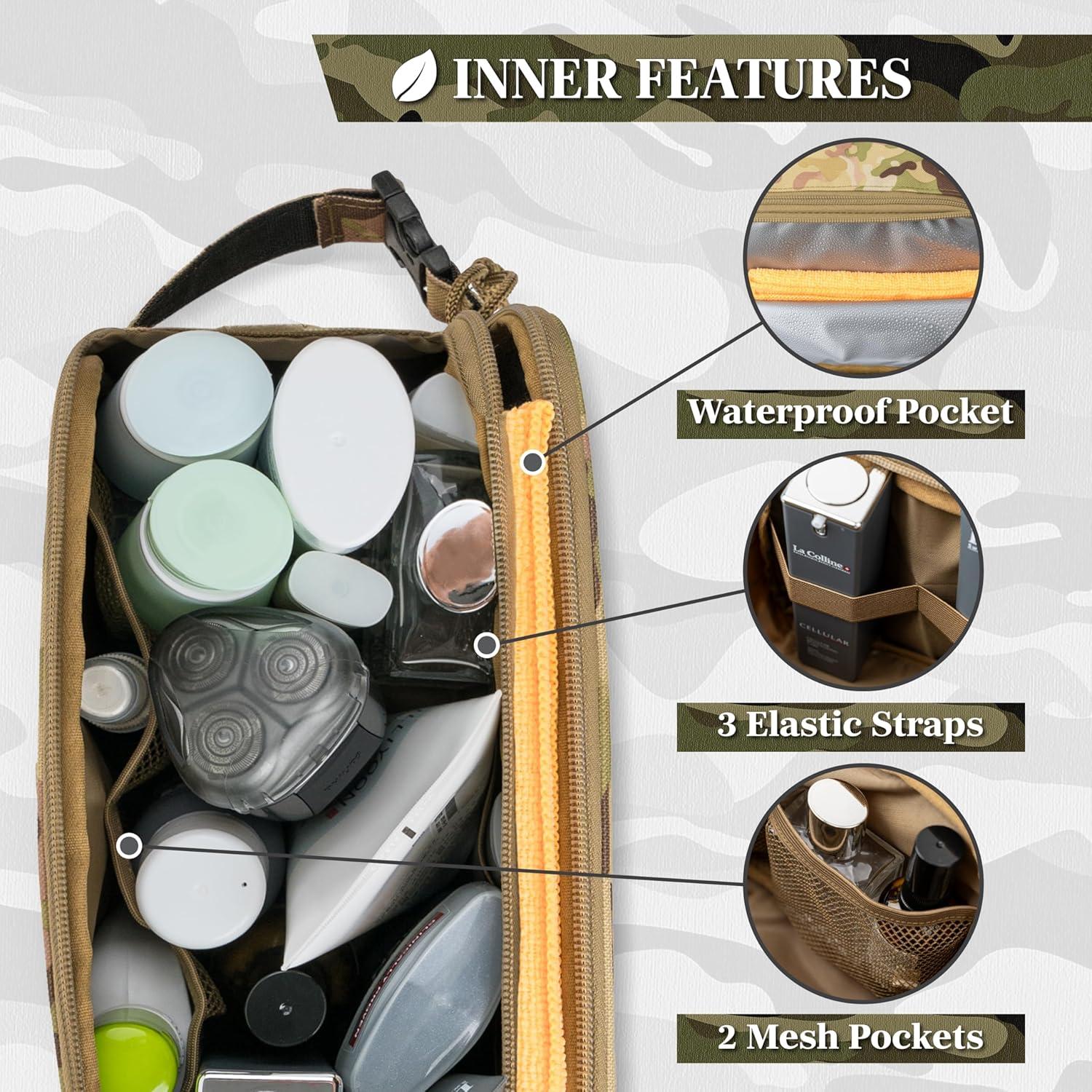 Bolsa de Aseo Táctica PAVILIA para Hombres Camo 27.9x11.4x15.2cm