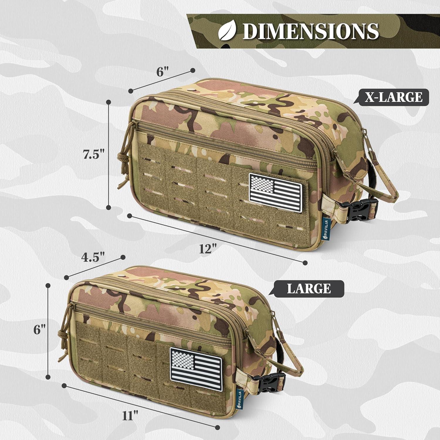 Bolsa de Aseo Táctica PAVILIA para Hombres Camo 27.9x11.4x15.2cm