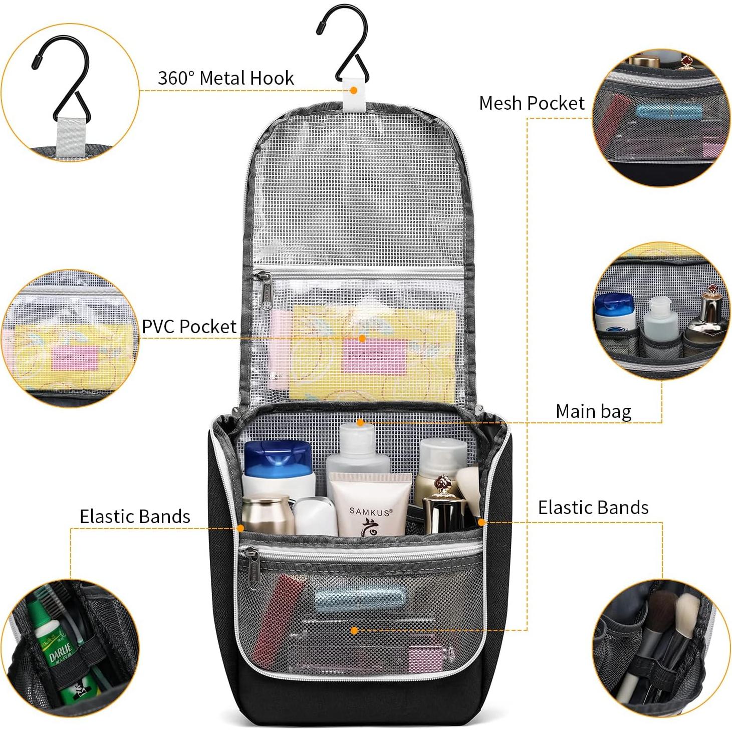 Bolsa de Aseo Colgante Della Gao Negra 62x22 cm Impermeable