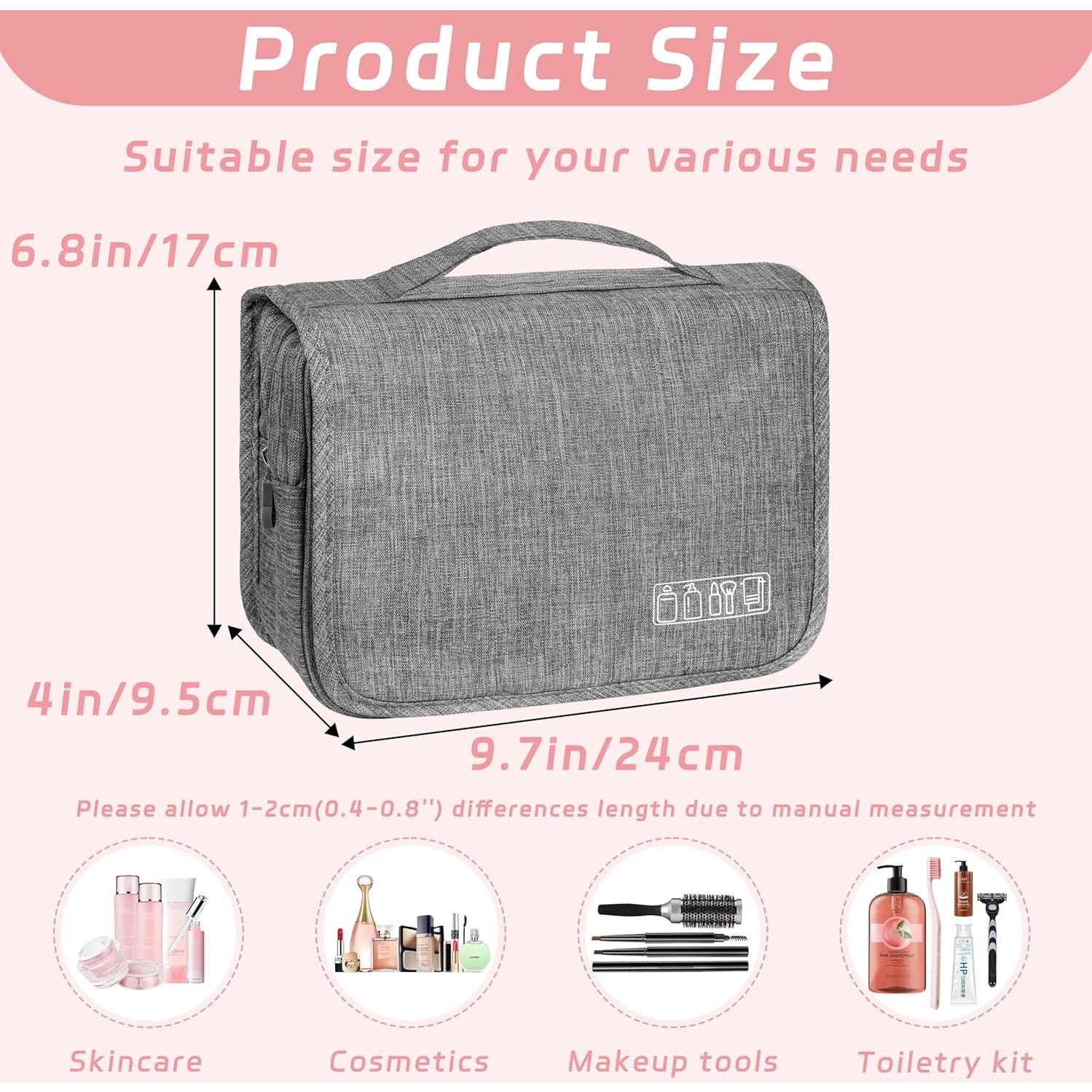 Bolsa de Aseo Colgante Impermeable Gris - Organizador de Viaje