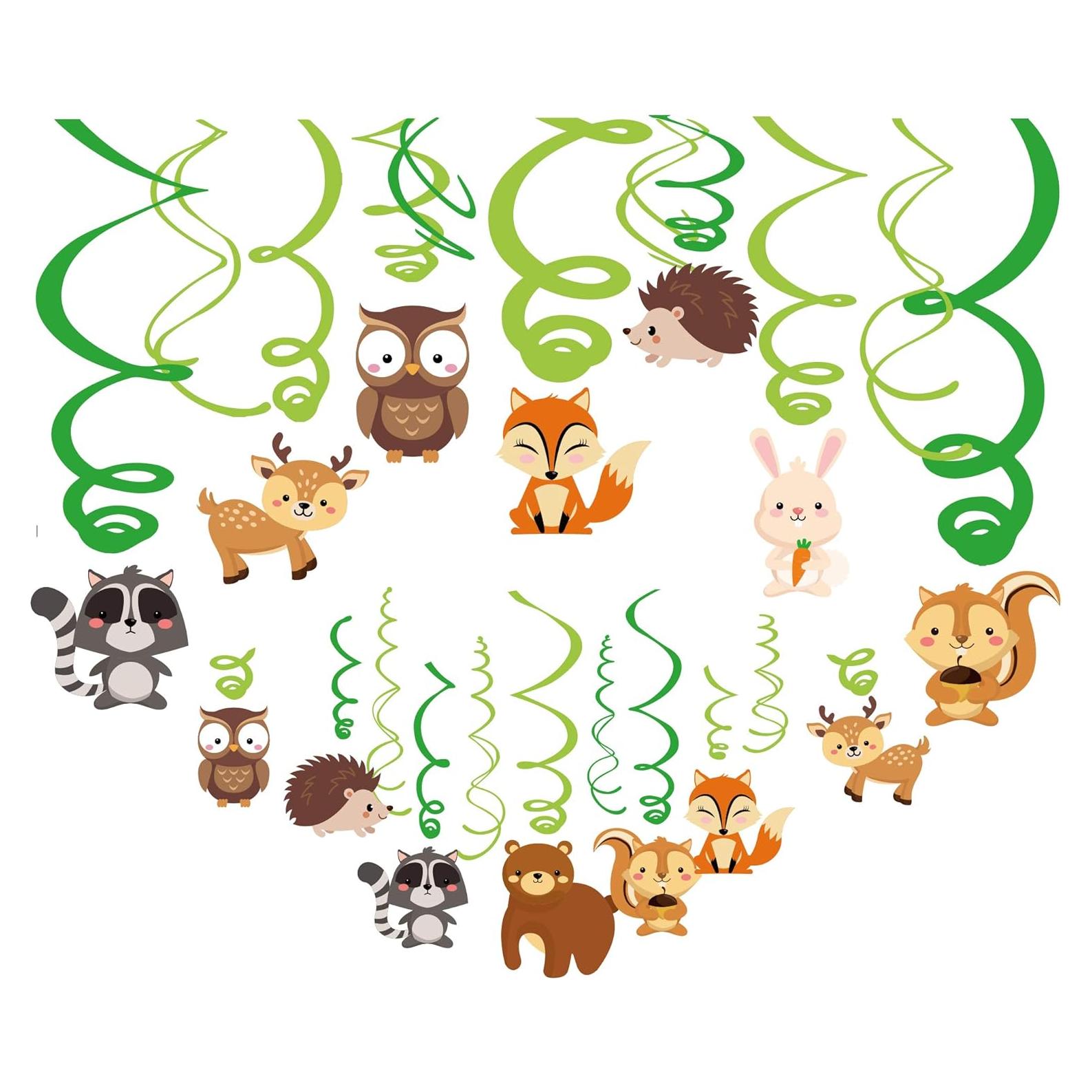 30 Decoraciones Colgantes Espirales Animales del Bosque