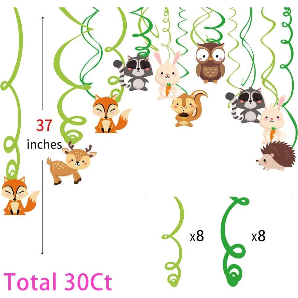 30 Decoraciones Colgantes Espirales Animales del Bosque