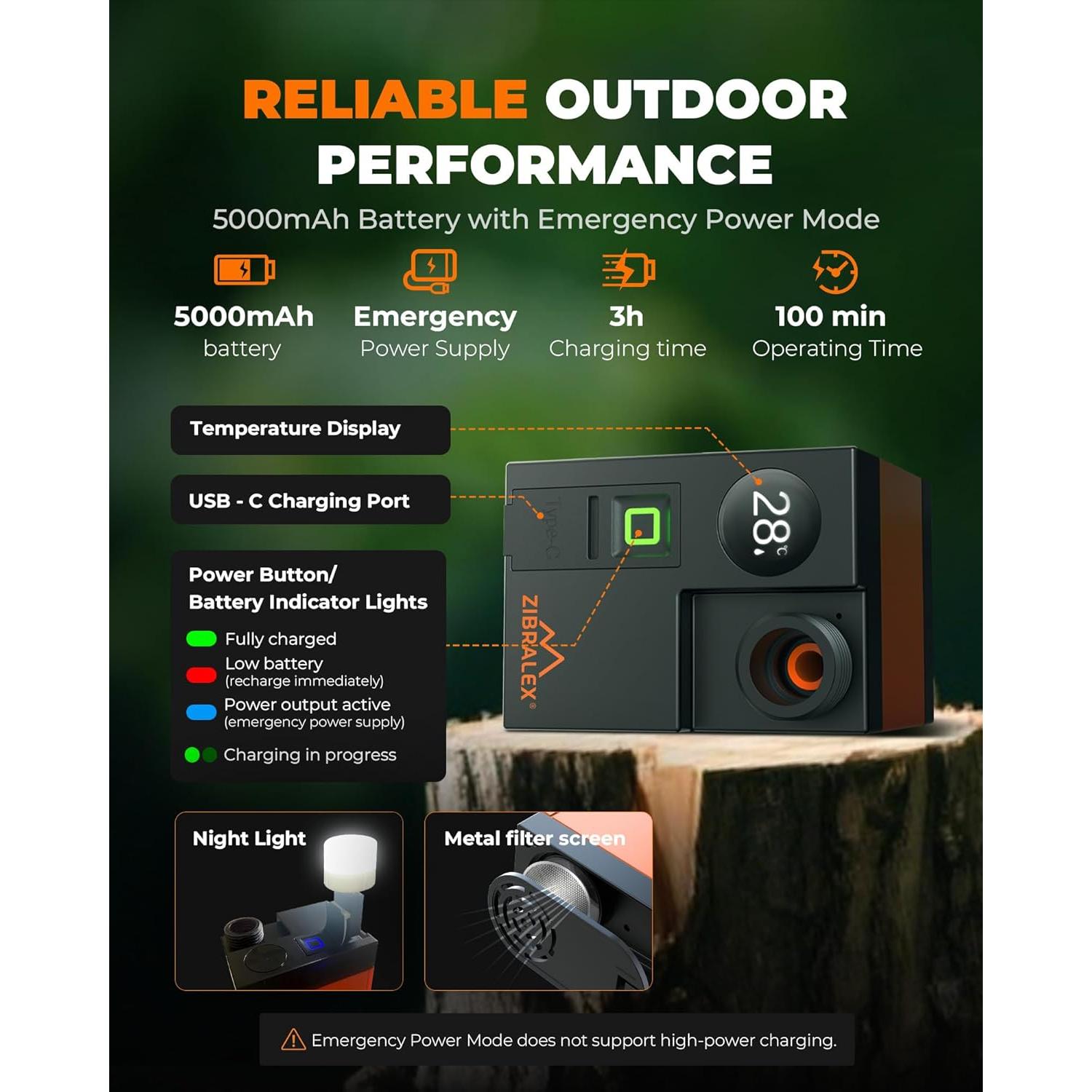 Ducha Portátil ZIBRALEX RC-04 Compacta IPX7 3 Modos