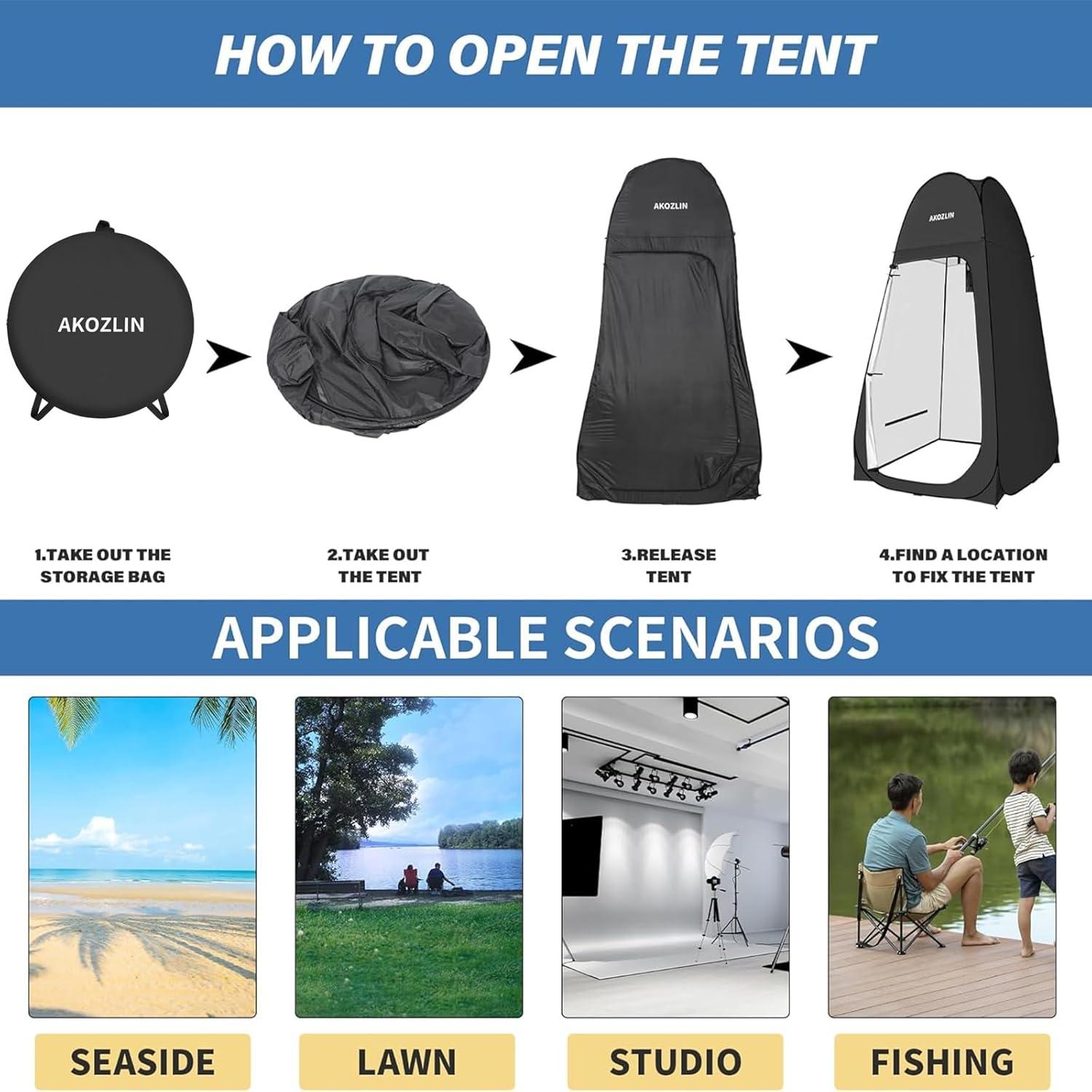 Carpa de Ducha Plegable AKOZLIN 1.88m Alta Impermeable