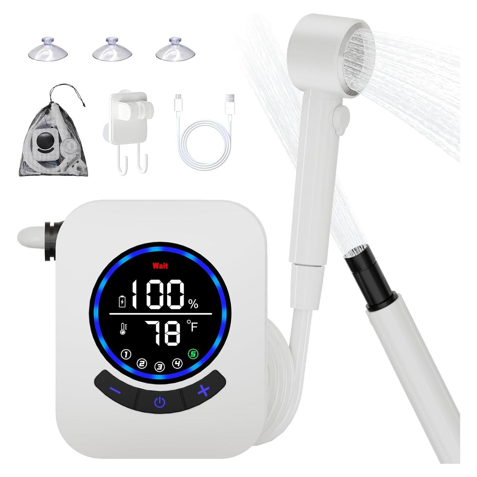 Ducha Portátil AYWOHA A2501 Recargable 8000mAh 5 Niveles