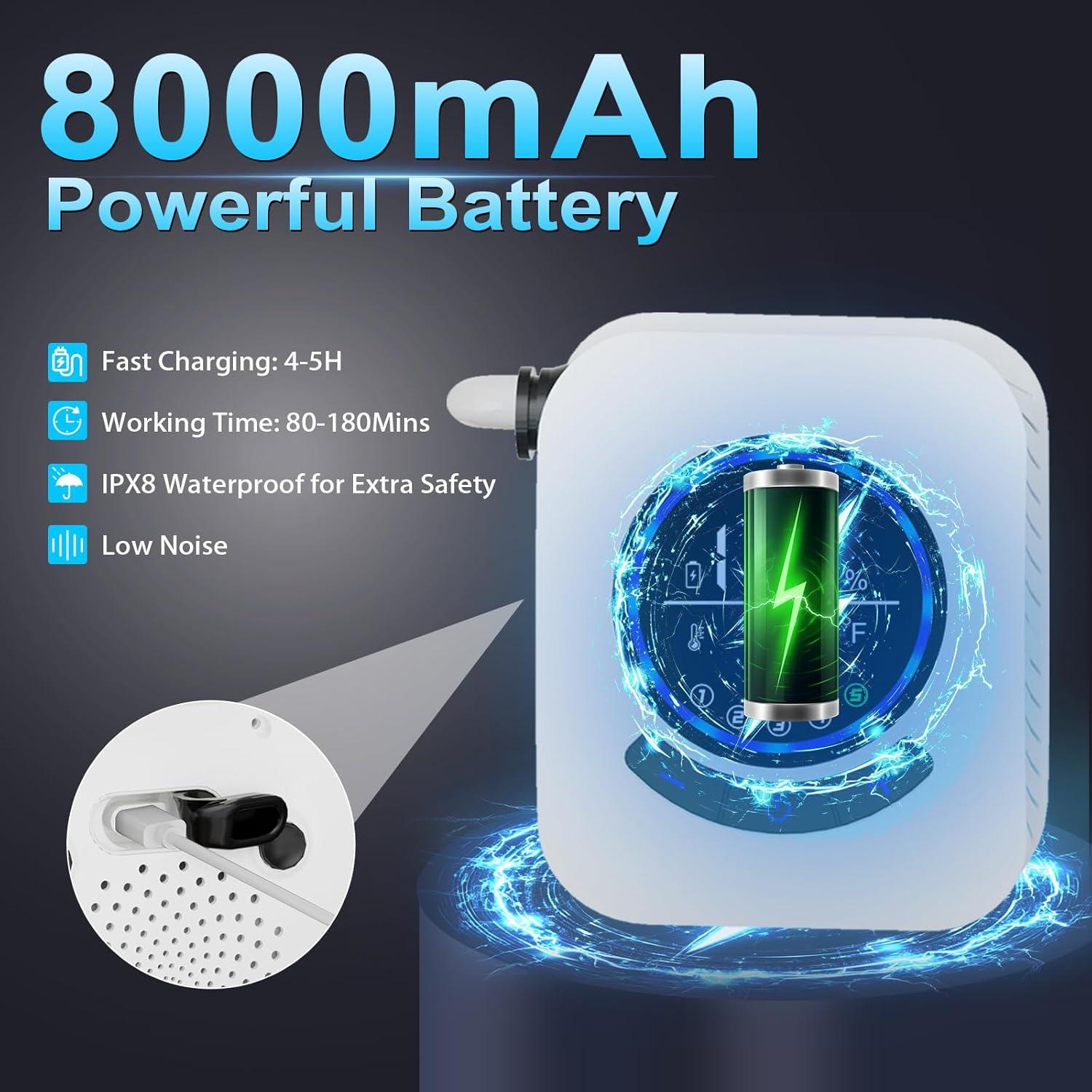 Ducha Portátil AYWOHA A2501 Recargable 8000mAh 5 Niveles