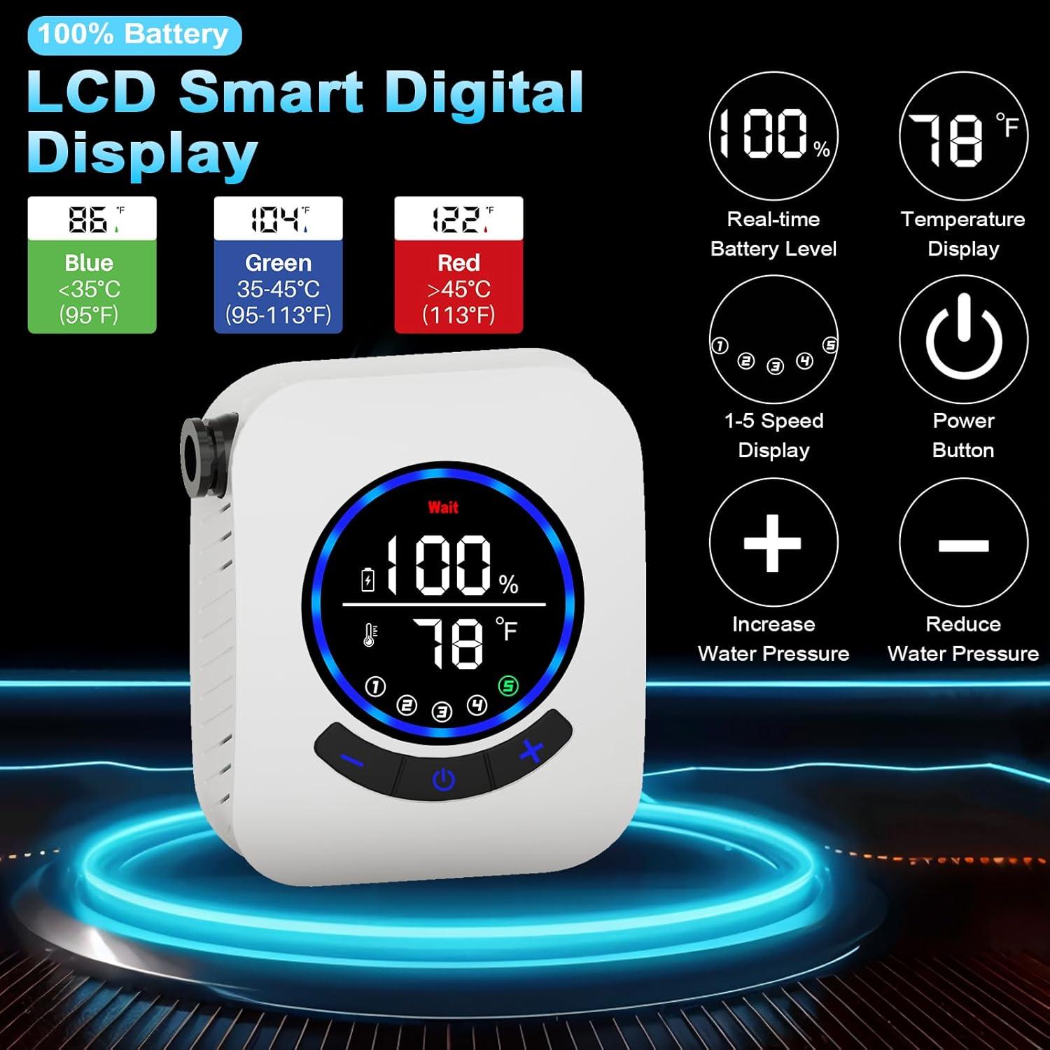 Ducha Portátil AYWOHA A2501 Recargable 8000mAh 5 Niveles