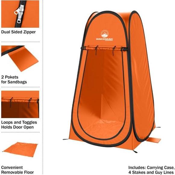 Carpa de Ducha Portátil Wakeman Naranja 1.01x1.01m