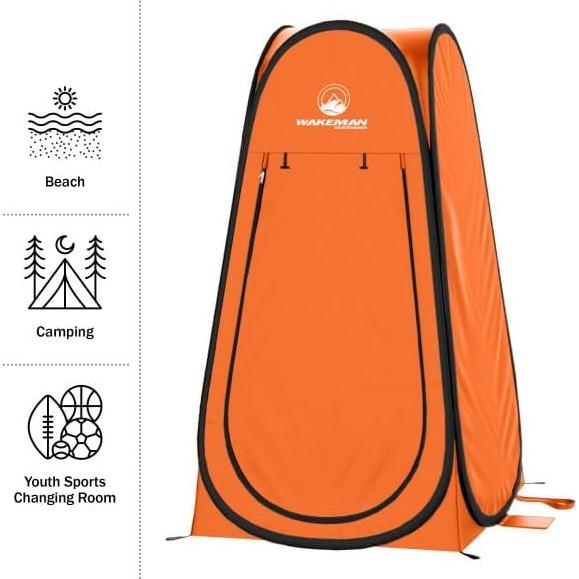 Carpa de Ducha Portátil Wakeman Naranja 1.01x1.01m