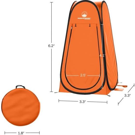 Carpa de Ducha Portátil Wakeman Naranja 1.01x1.01m