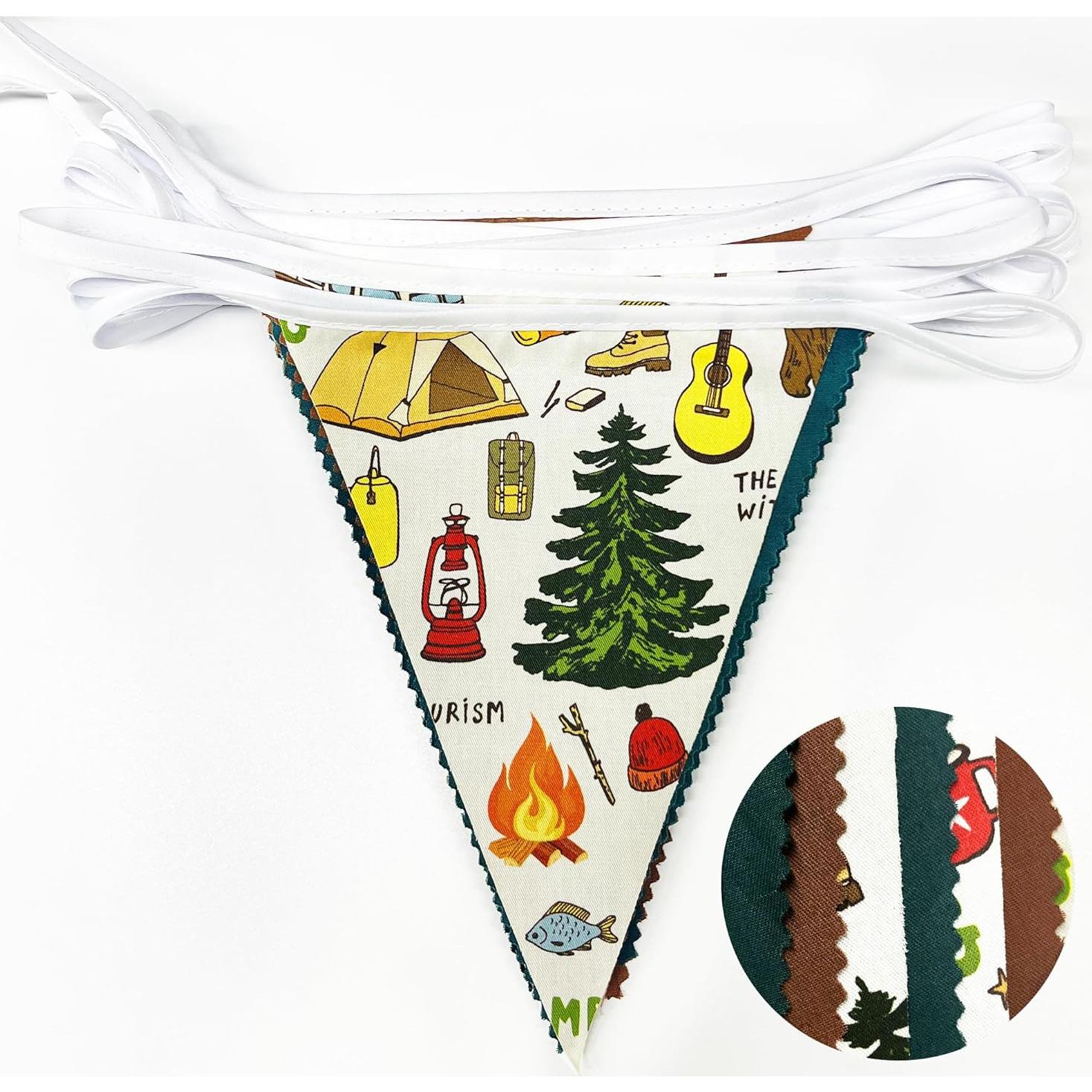 Guirnalda de Banderines de Camping 10m Verde Marrón 36 Piezas