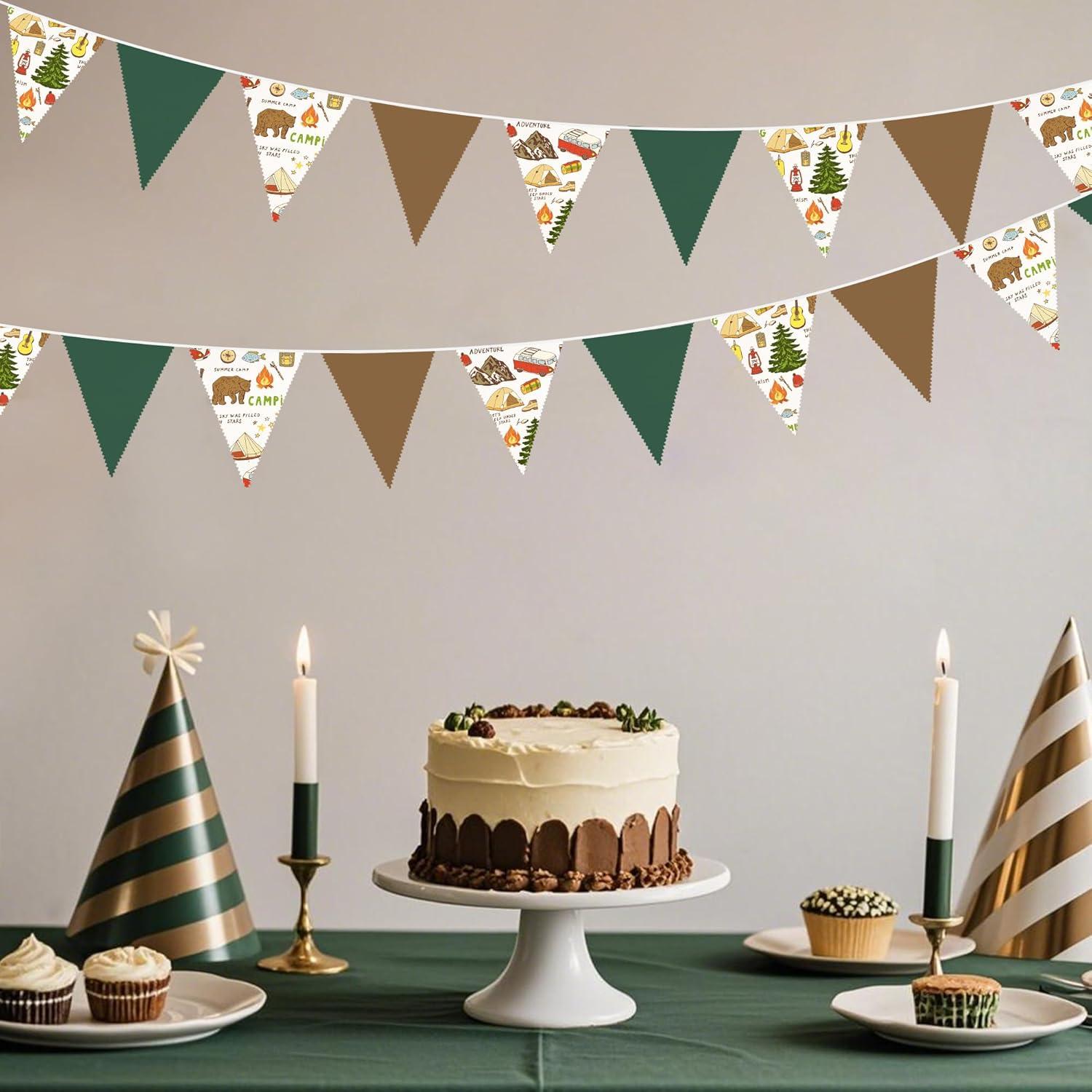 Guirnalda de Banderines de Camping 10m Verde Marrón 36 Piezas