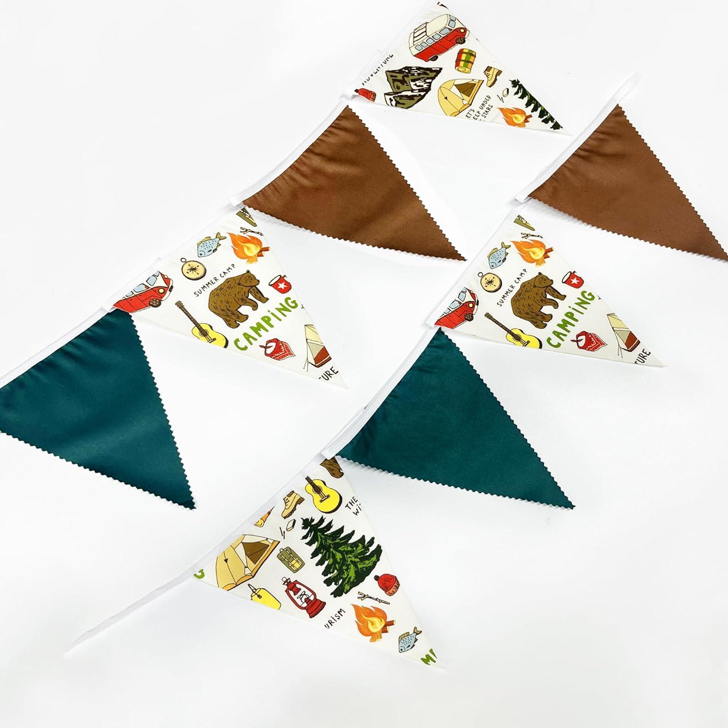 Guirnalda de Banderines de Camping 10m Verde Marrón 36 Piezas