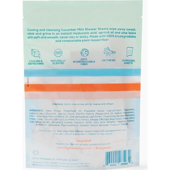 Toallitas de Ducha Megababe Pepino y Menta - 10 Unidades