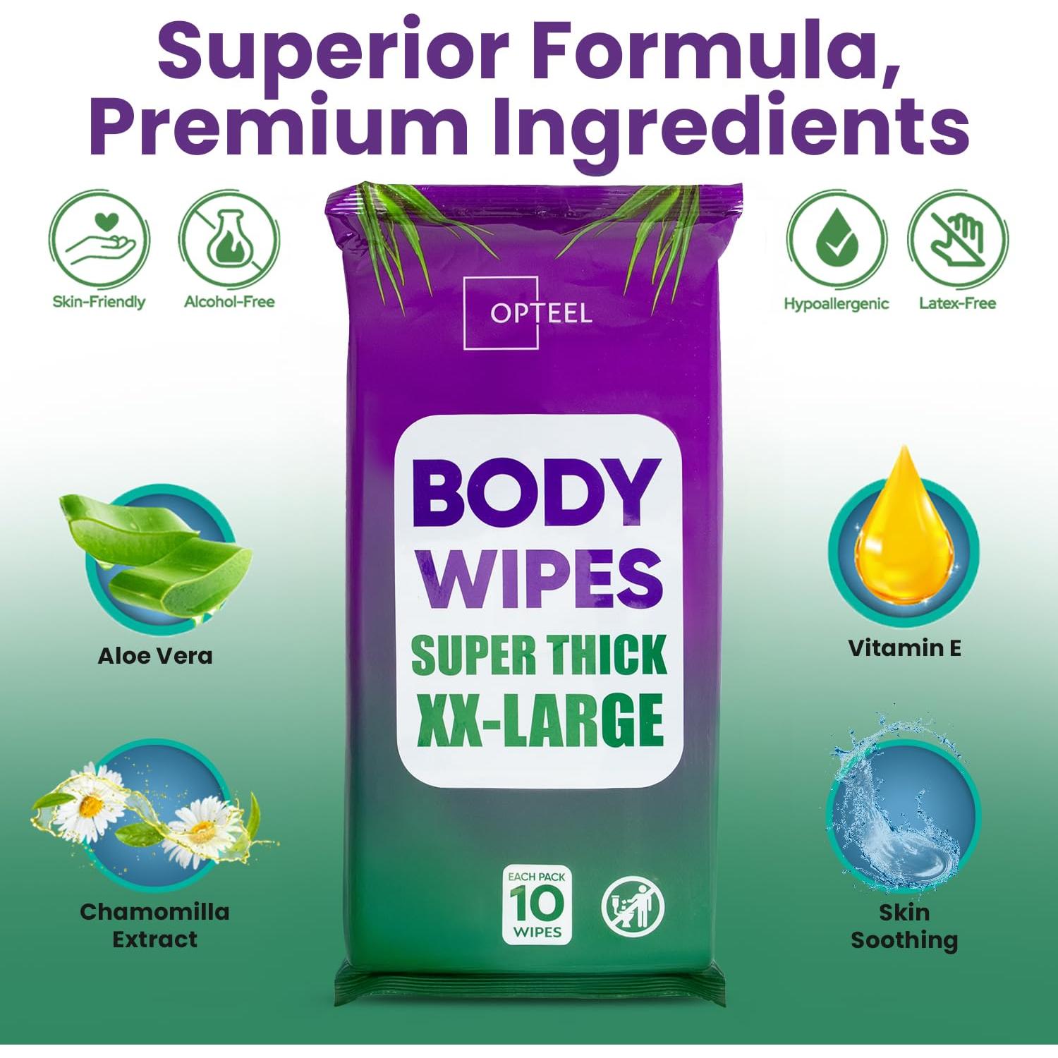 Toallitas Corporales Gruesas OPTEEL 80ct Sin Enjuague