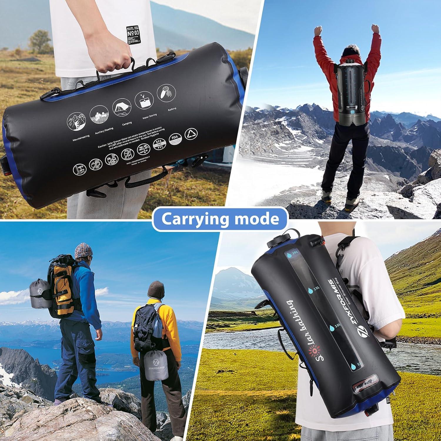 Bolsa de Ducha Camping Zyxformis 20L con Bomba de Pie