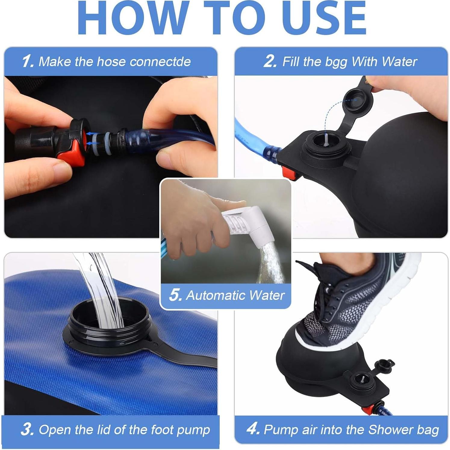 Bolsa de Ducha Camping Zyxformis 20L con Bomba de Pie