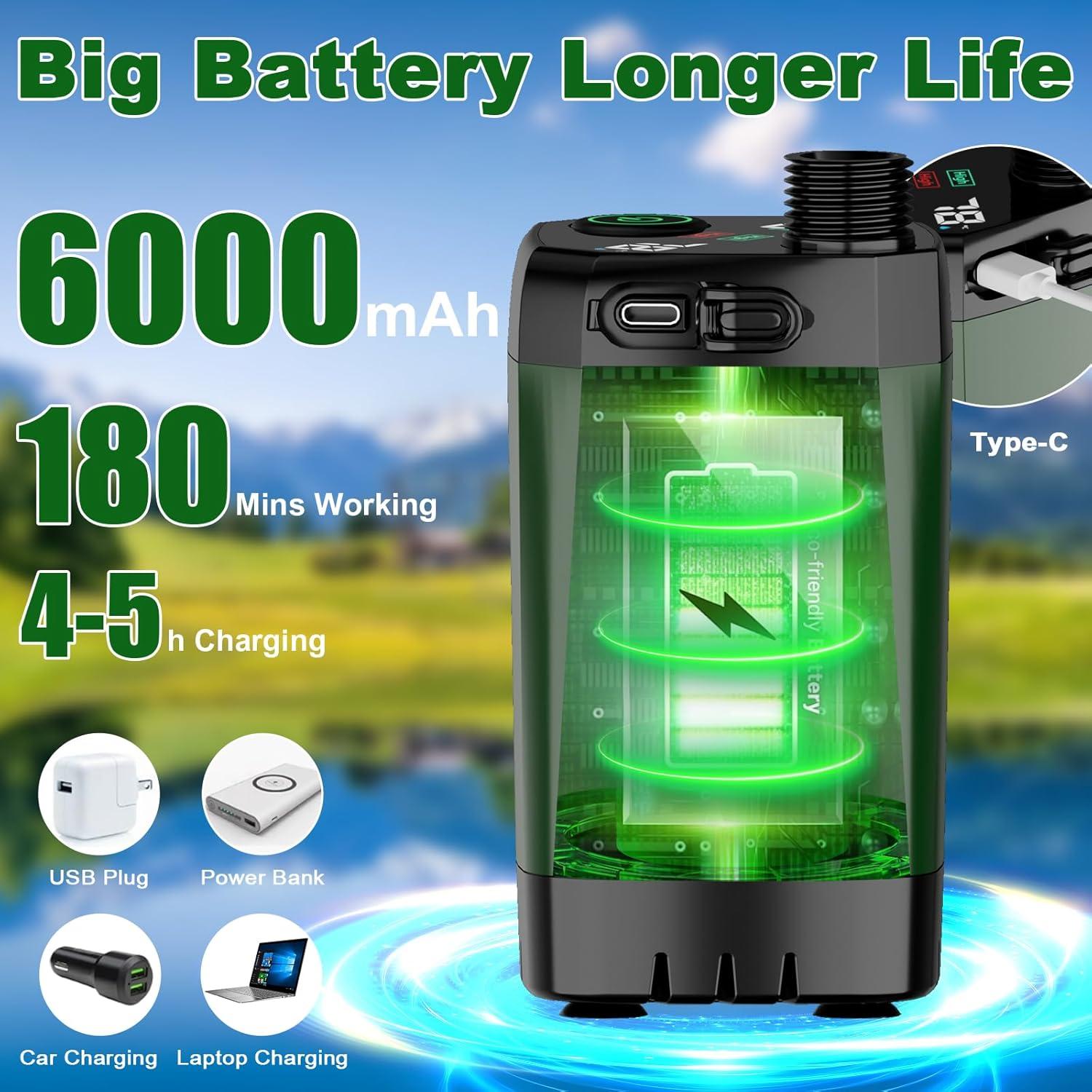 Ducha Portátil ZWJBSGY Camping 6000mAh 4 Modos 150-180 Min