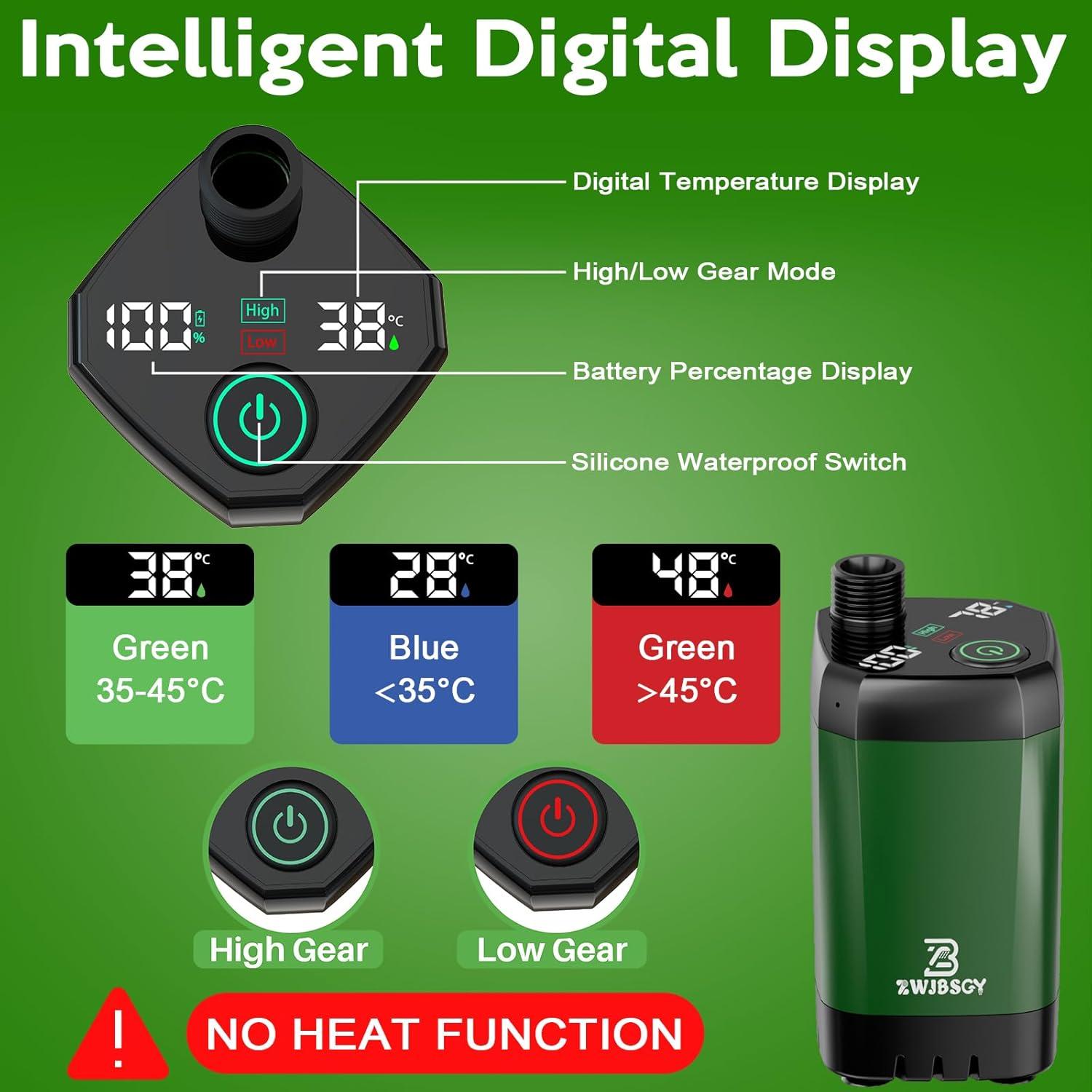 Ducha Portátil ZWJBSGY Camping 6000mAh 4 Modos 150-180 Min