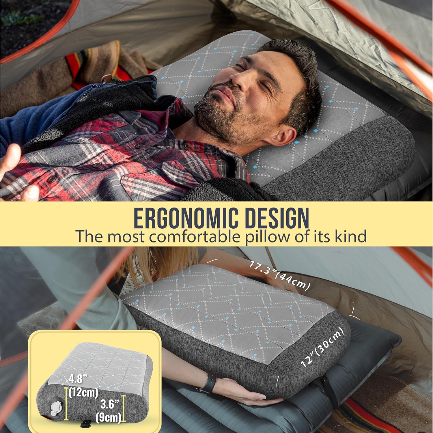 Almohada Inflable Trekology ALUFT Pro SE Gris Ergonómica