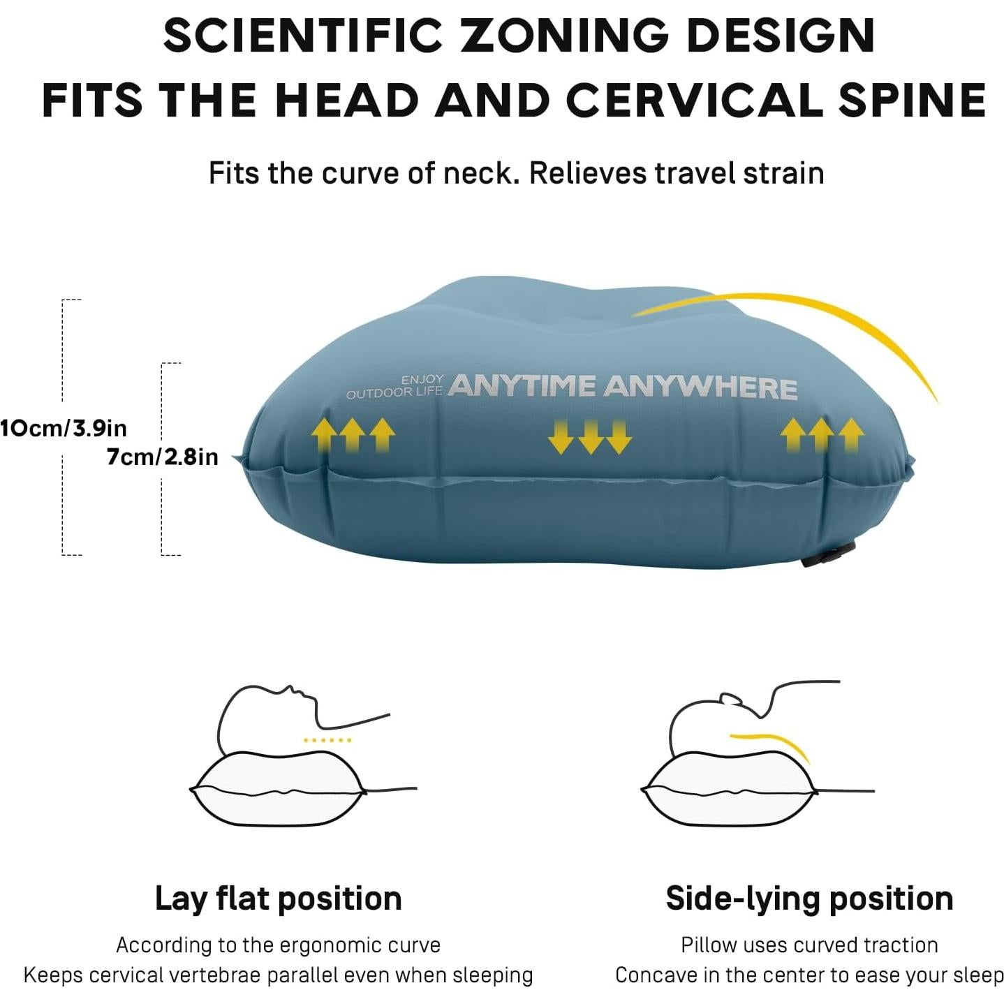 Almohada Inflable de Camping ETROL Verde Oliva 43x30cm