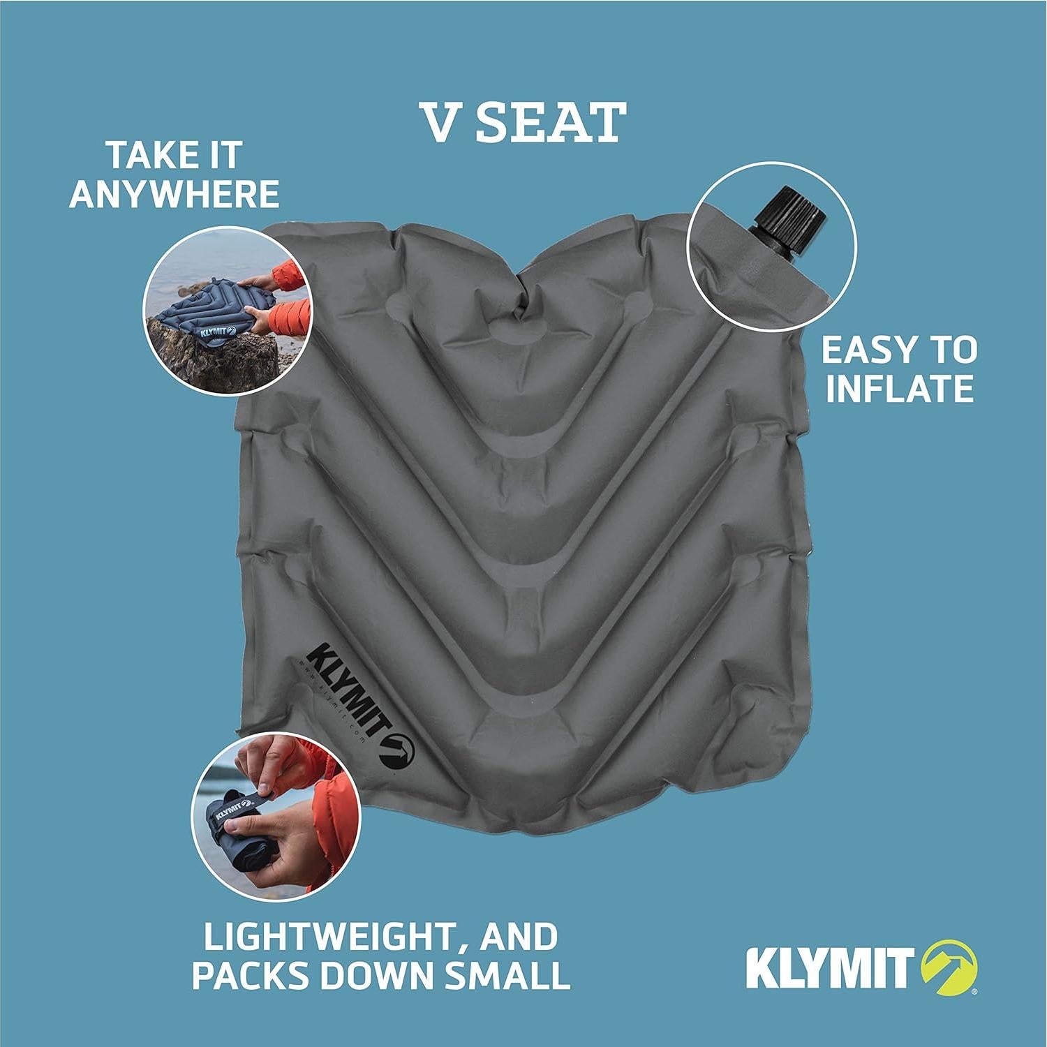 Klymit V Asiento Cojín Inflable y Almohada X para Camping