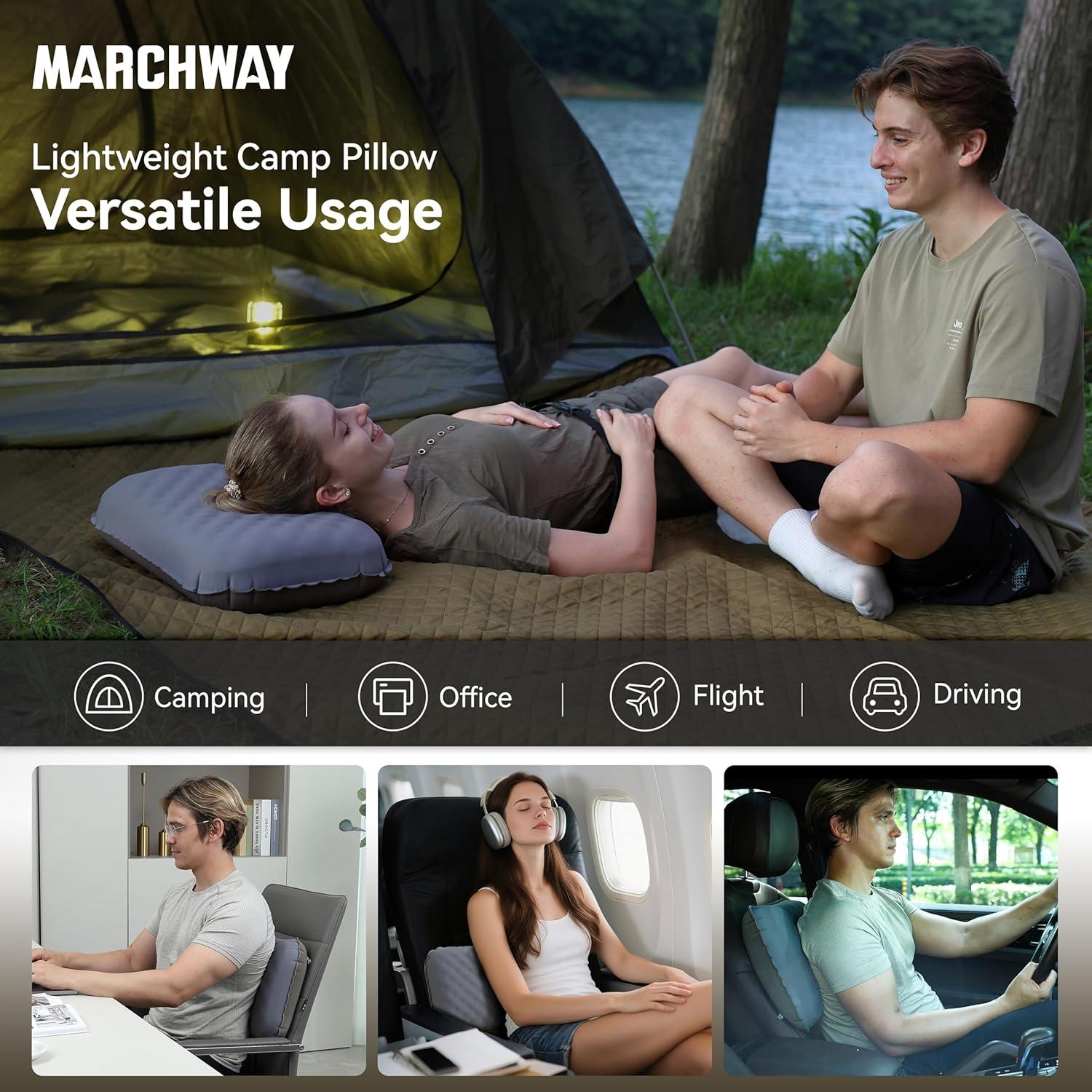 Almohada Inflable MARCHWAY para Camping y Viajes - Gris