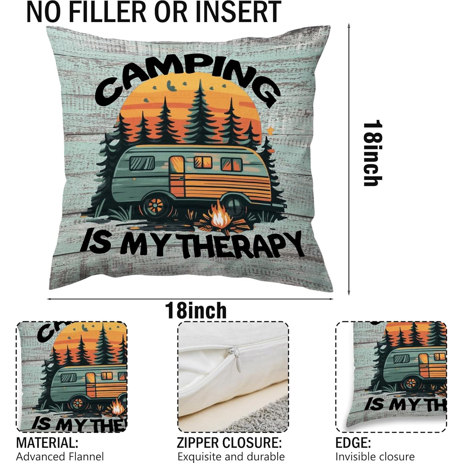 Funda de Cojín Decorativa Camping MNASAIOO 45x45cm Multicolor