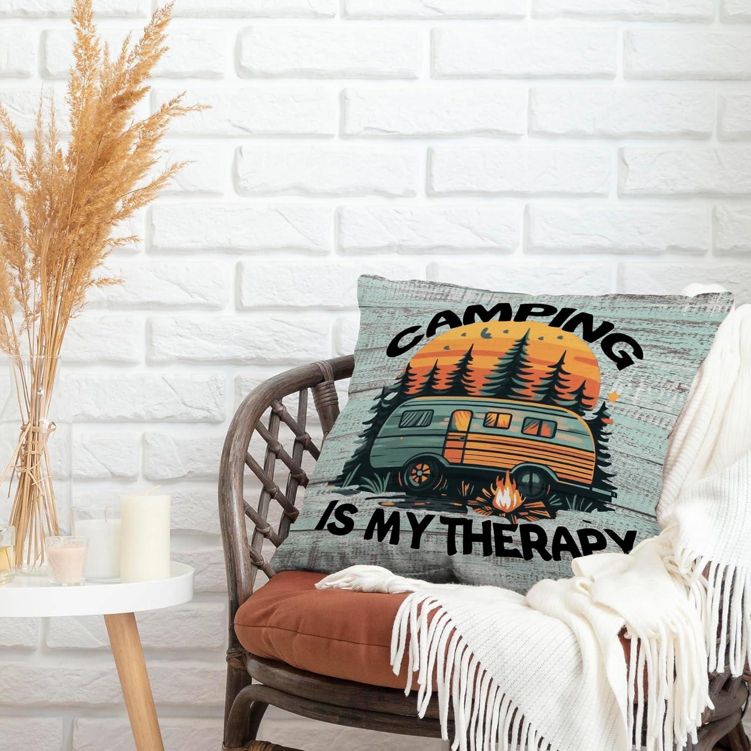 Funda de Cojín Decorativa Camping MNASAIOO 45x45cm Multicolor