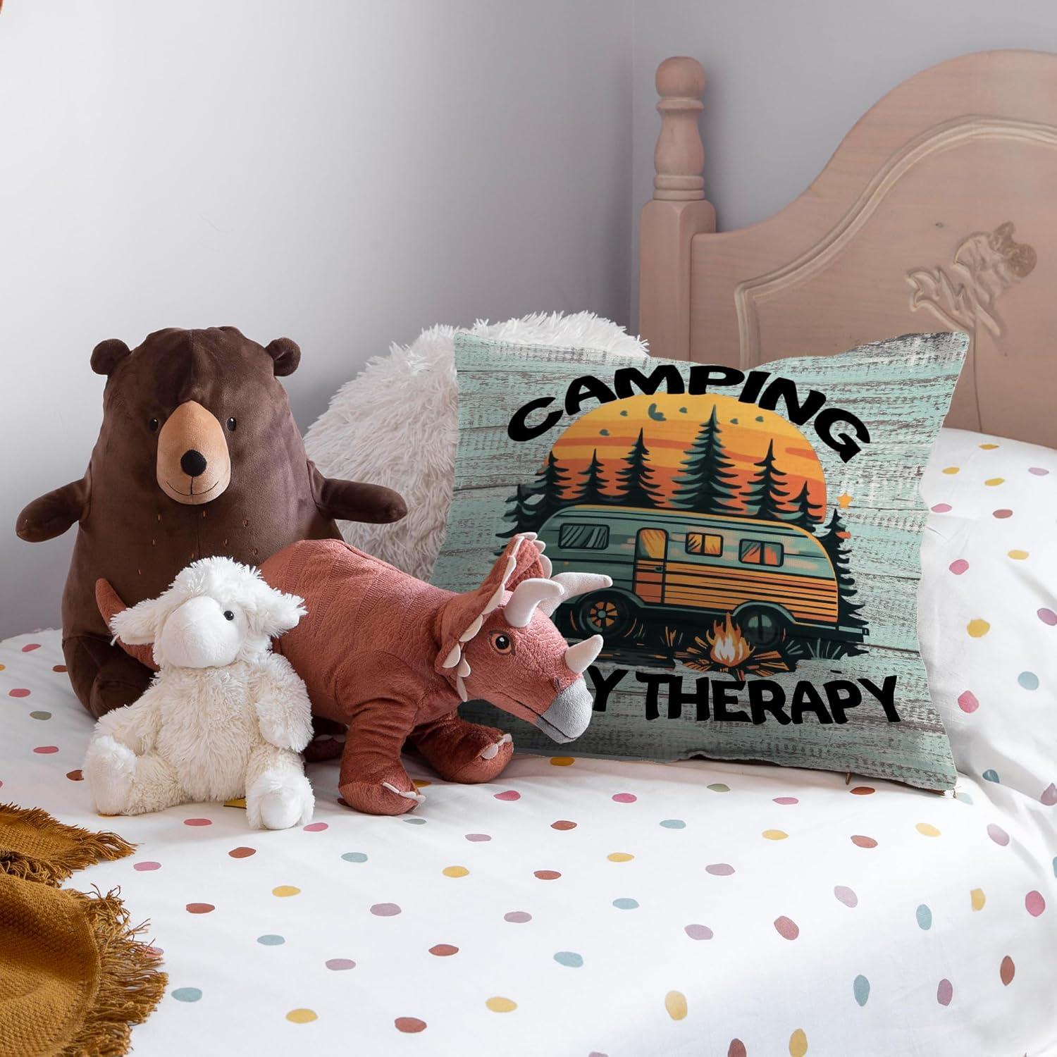 Funda de Cojín Decorativa Camping MNASAIOO 45x45cm Multicolor