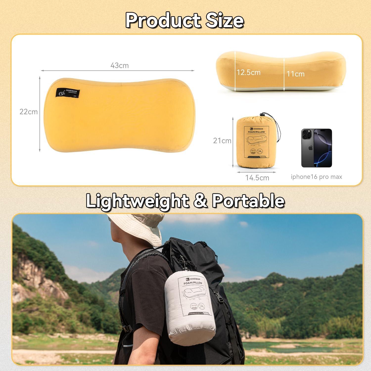 Almohada de Camping HIKEMAN Espuma de Memoria 38x25x10 cm