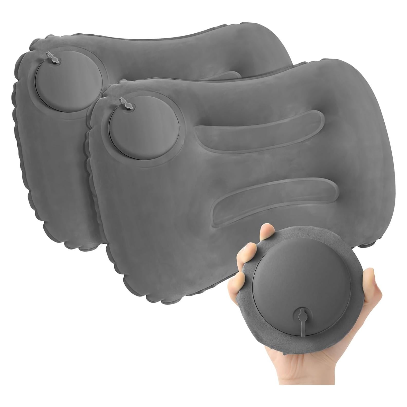 2 Almohadas Inflables para Camping Vivikivi 43x28x10 cm Gris