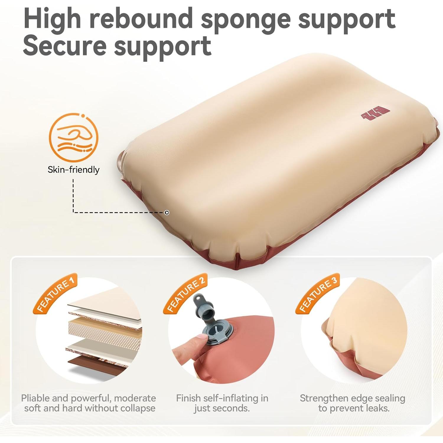 Almohada de Camping TANSTRIDER CP-05 Inflable Ergonómica 2 Pack