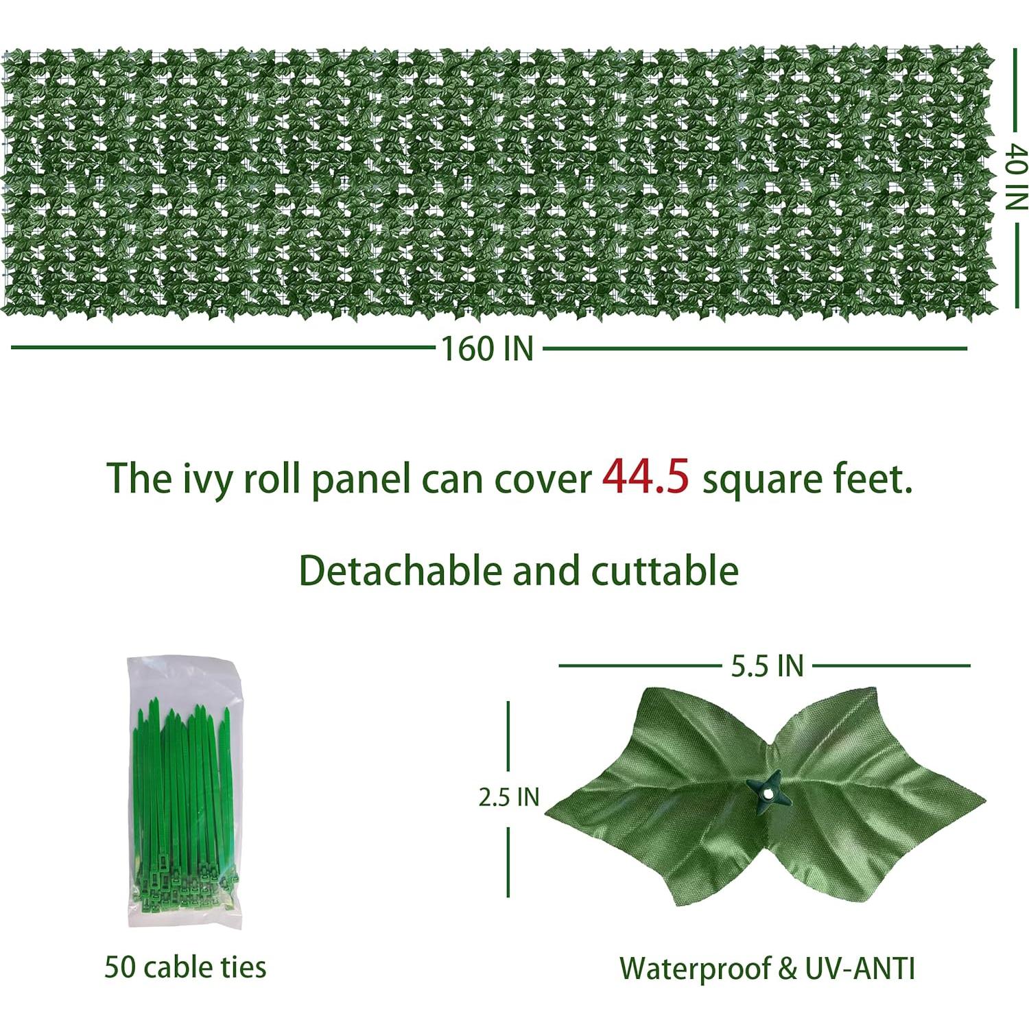 Panel de Hiedra Artificial ODTORY 101,6x406,4 cm Verde
