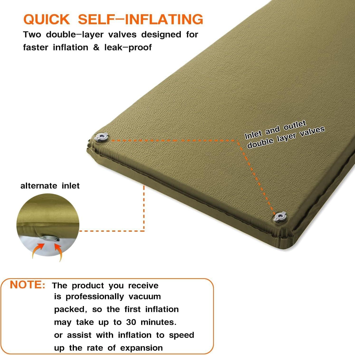 Colchoneta Autoinflable ABTOHE 195x68x7.87 cm Espuma Memoria