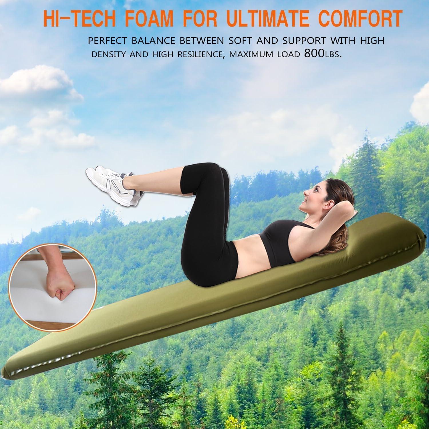 Colchoneta Autoinflable ABTOHE 195x68x7.87 cm Espuma Memoria