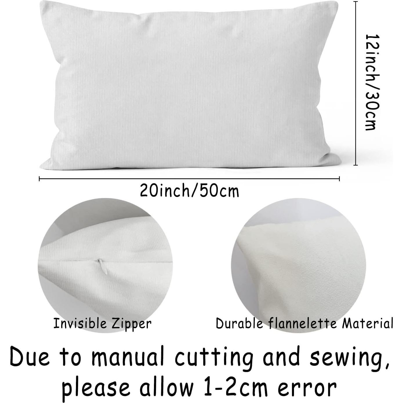 Funda de Almohada Decorativa HIWX 30x50 cm Franela Rústica