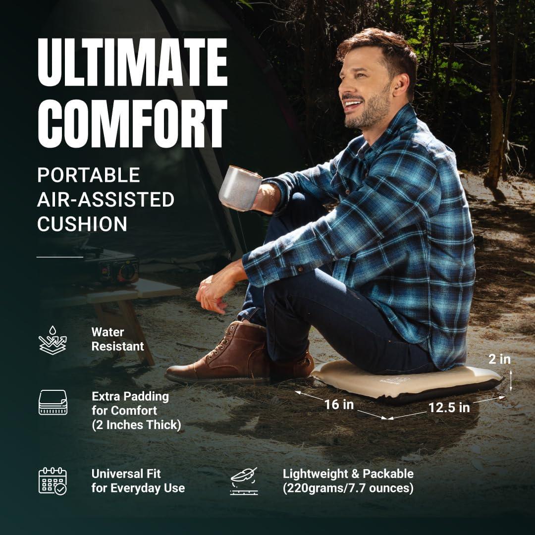 Cojín Inflable para Asiento LetsCampsie - 40.64x31.75cm, Ligero y Portátil