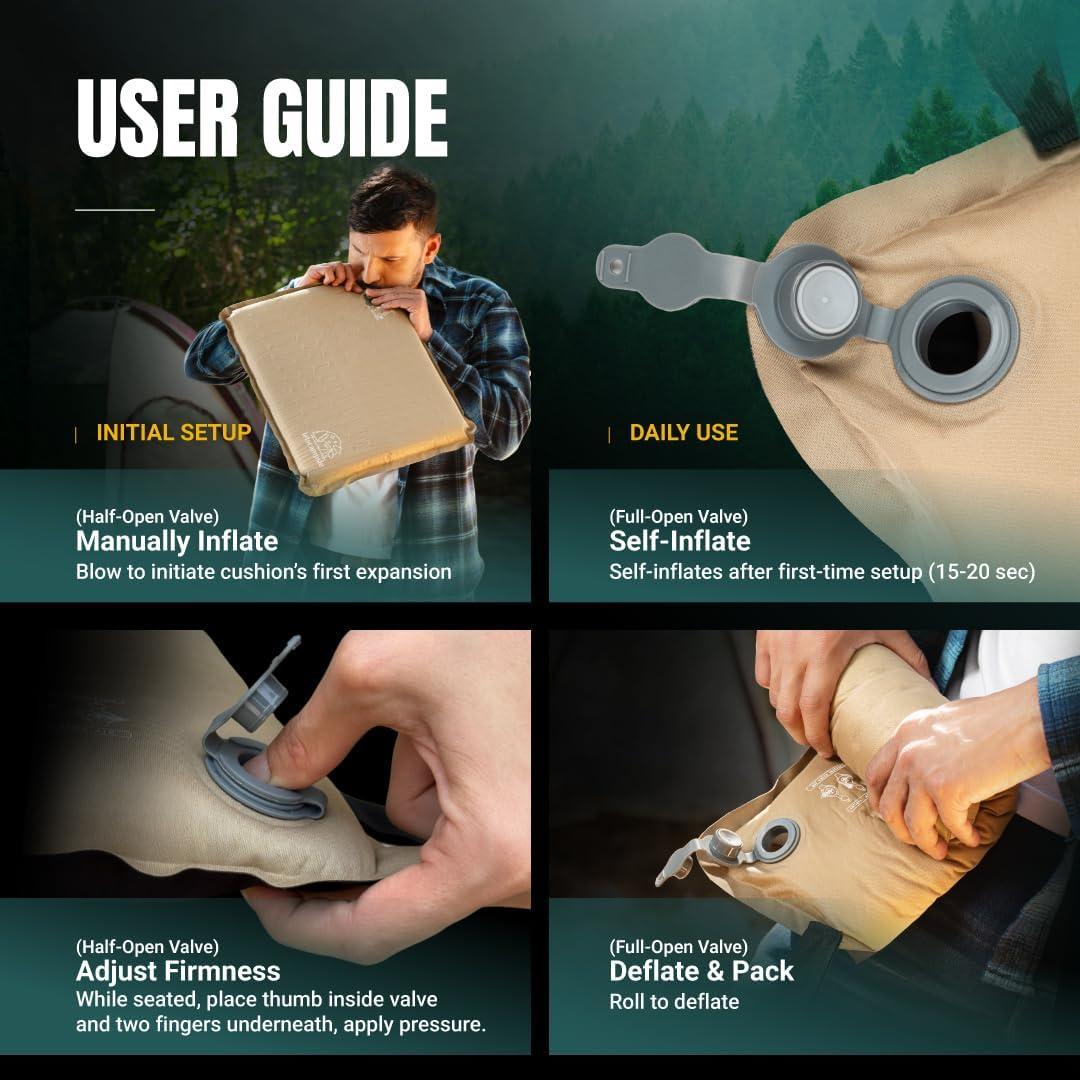 Cojín Inflable para Asiento LetsCampsie - 40.64x31.75cm, Ligero y Portátil