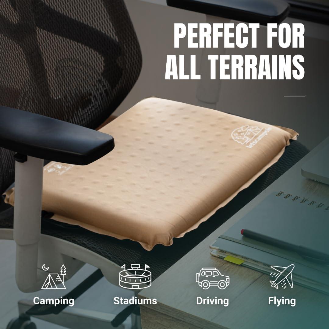 Cojín Inflable para Asiento LetsCampsie - 40.64x31.75cm, Ligero y Portátil