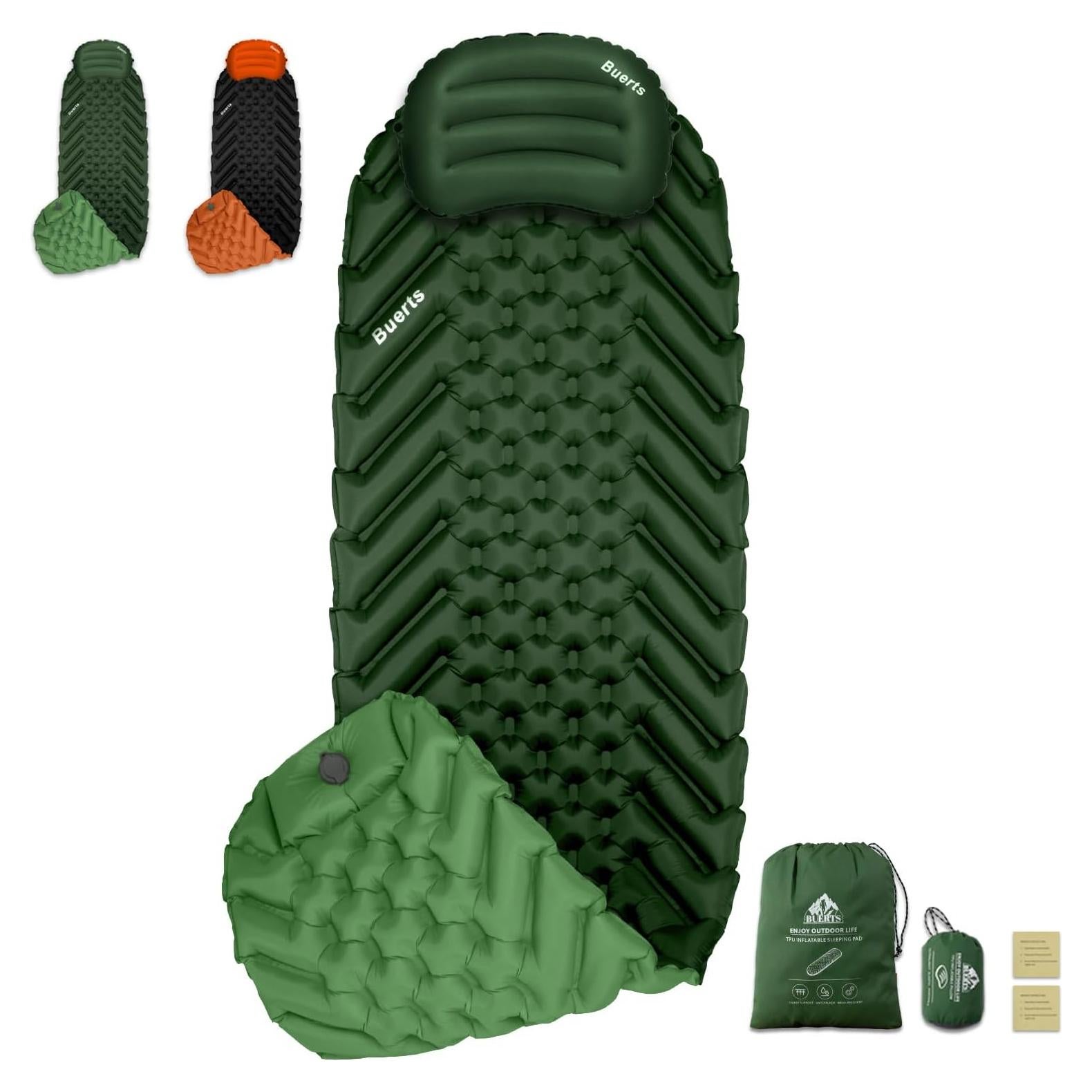 Colchoneta Inflable de Camping BUERTS BPDM-01 Verde 189x57cm