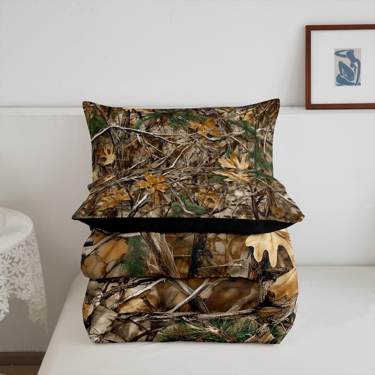 Conjunto Edredón Erosebridal Camo 3 Piezas Completo Verde Marrón