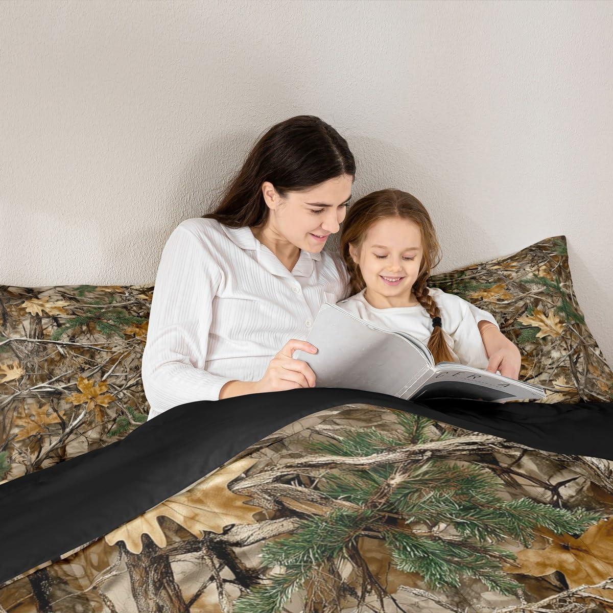 Conjunto Edredón Erosebridal Camo 3 Piezas Completo Verde Marrón