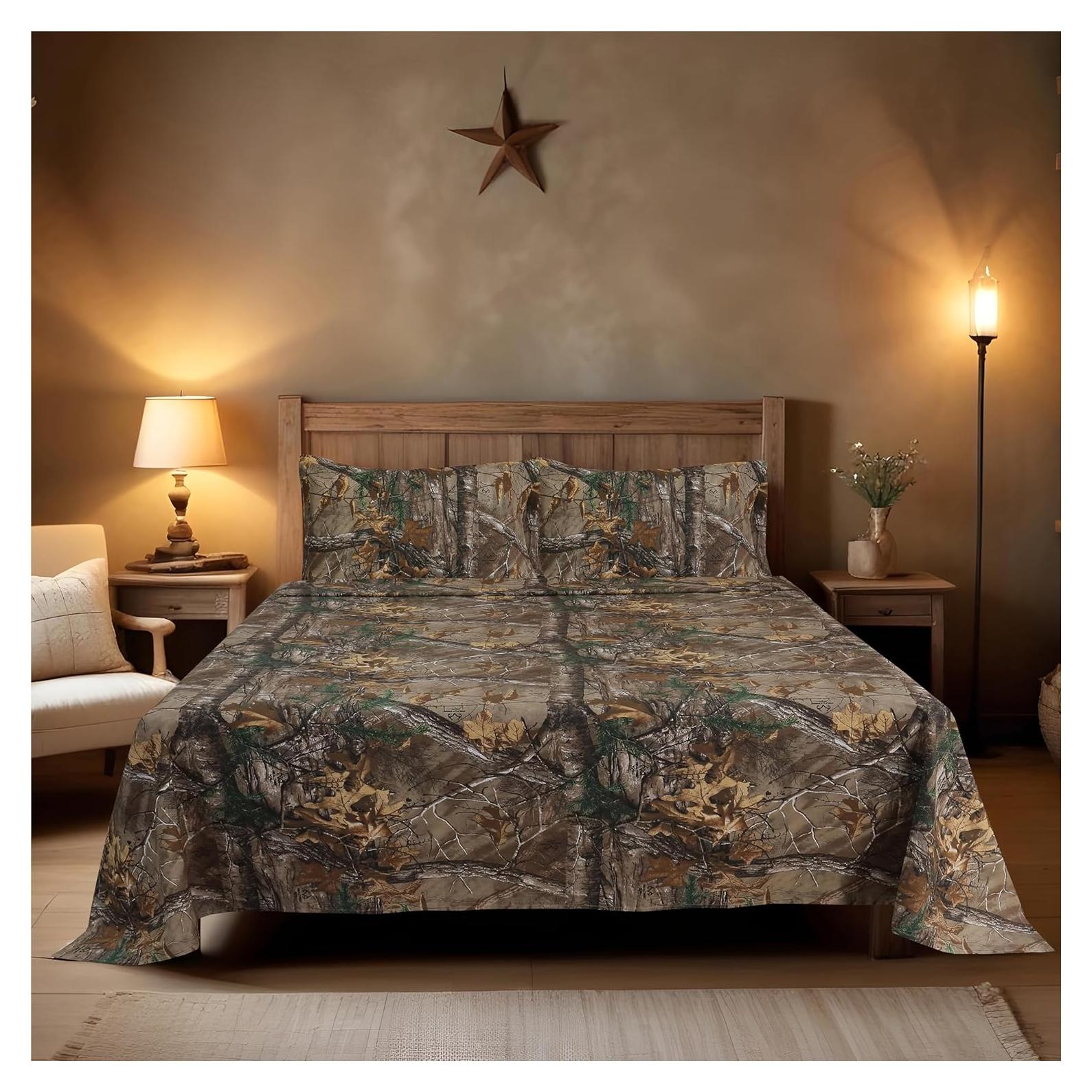 Juego de Sábanas King Boston Linen Camo Polycotton 4 Piezas