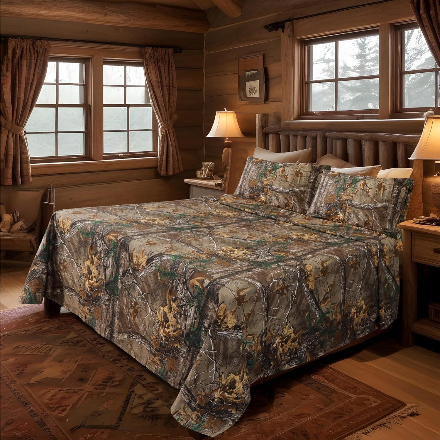 Juego de Sábanas King Boston Linen Camo Polycotton 4 Piezas