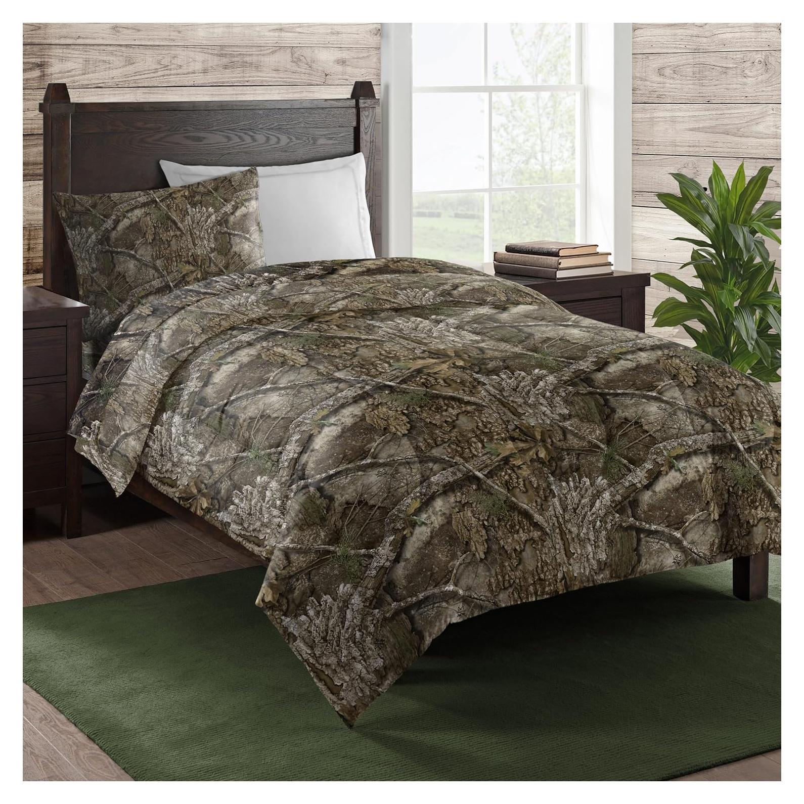 Conjunto de cama Twin Northwest Camo 4 piezas 100% poliéster
